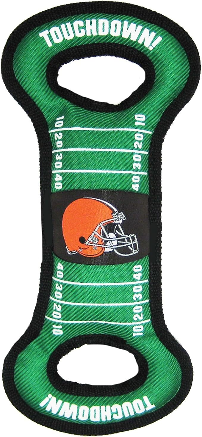 NFL Football Field DOG TOY with Squeaker. - CLEVELAND BROWNS - For Tug, Toss, and Fetch. - Tough & Durable PET TOY