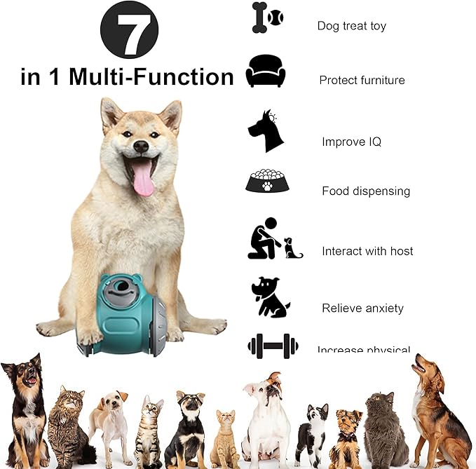 Dog Treat Ball, Adjustable Dispensing Interactive Toys Indestructible Puzzles Feeder Slow Feeding, Pet Cat Enrichment Toys, Dog Interactive Toy for Boredom Intelligence