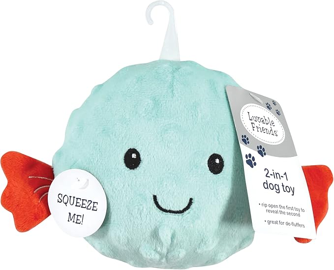 Luvable Friends Unisex Baby Squeaky Plush Dog Toy With Rope