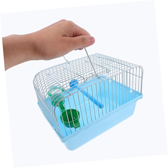 Portable Lovebird Cage with Perch Food Dish Water Feeder Abs Iron Construction Spacious Pet Carrier for Small Animals Parrots and Birds Random Color