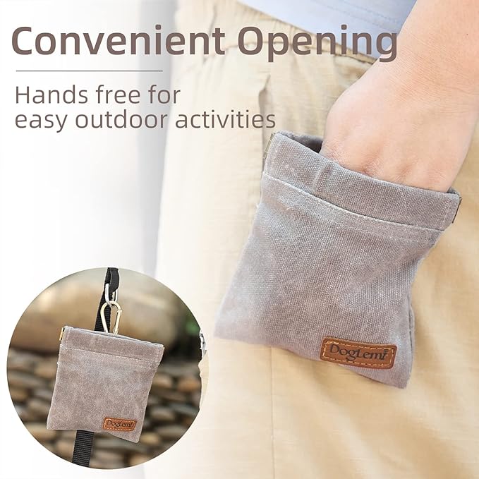 Dog Training Kit,Puppy Dog Treat Pouch Bag with Dog Clicker and Silent Whistle with Lanyard,Hands-Free Training Dog Treat Pouch,Includes Carabiner,for Pet Puppy Travel or Outdoor Use(Grey)