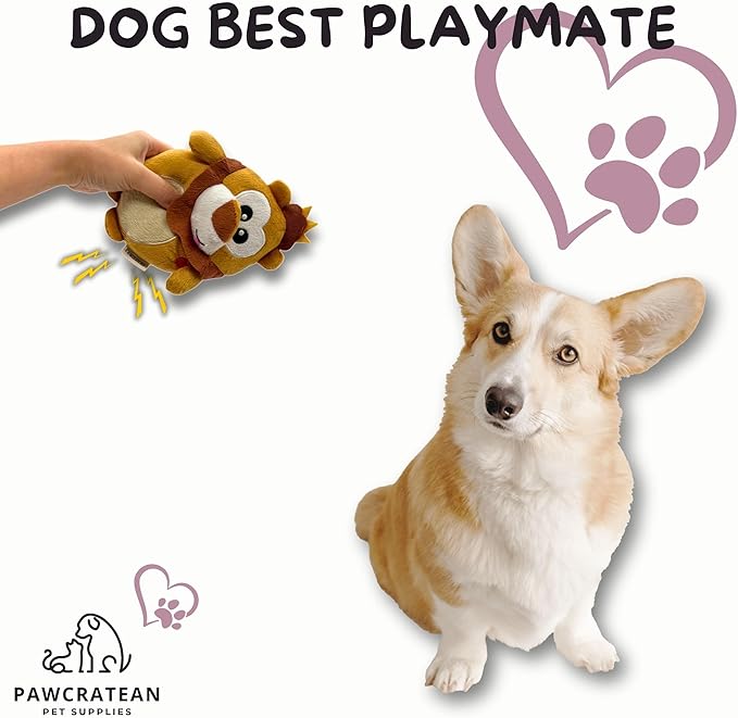 7" Squeaky Plush Toy For Puppies Small Dogs Self Etertainment Washable Soft High Quality Made [PET ONLY] (Mouse & Lion)
