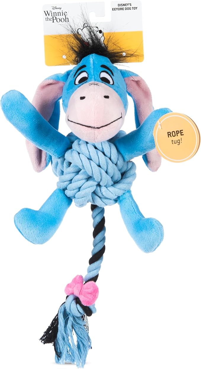 Disney for Pets Winnie the Pooh: Eeyore Rope Pet Toy Dog Toys | Rope Tug Toy for Dogs Inspired by Winnie the Pooh, 8 Inch