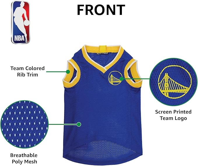 Pets First NBA Golden State Warriors Dog Jersey, X-Large - Tank Top Basketball Pet Jersey (Pack of 4)