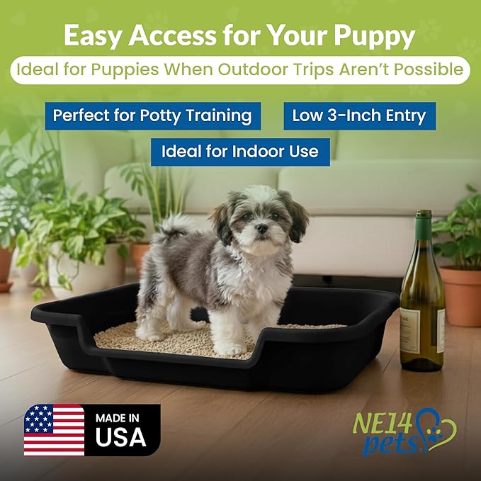Dog Litter Box, Large Size, Blacksmithe Black, Durable & Pet Safe Puppy Litter Box, Indoor Open Top Entry Dog Litter Pan, Comfortable for Dogs, Great for Dogs up to 20 lbs