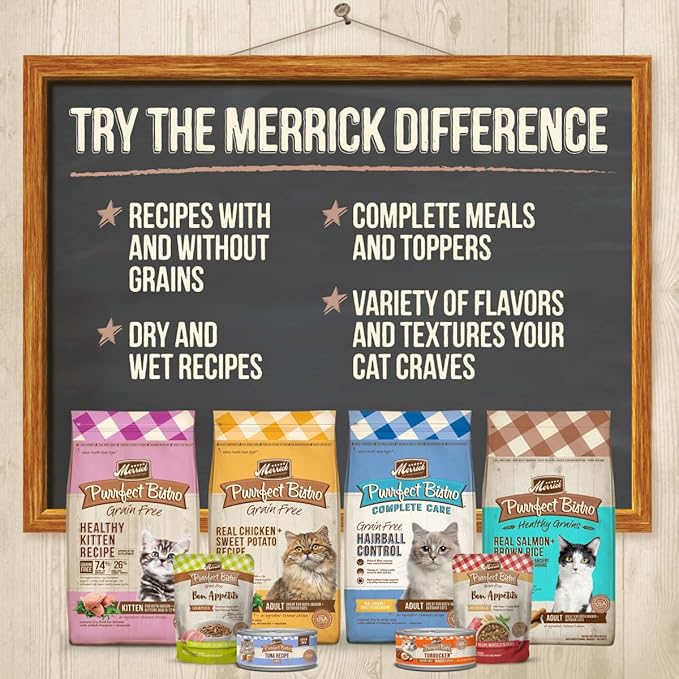 Merrick Purrfect Bistro Bon Appetits Premium Grain Free Wet Cat Food Topper, Beef Recipe Chunks in Gravy - (Pack of 24) 3 oz. Pouches