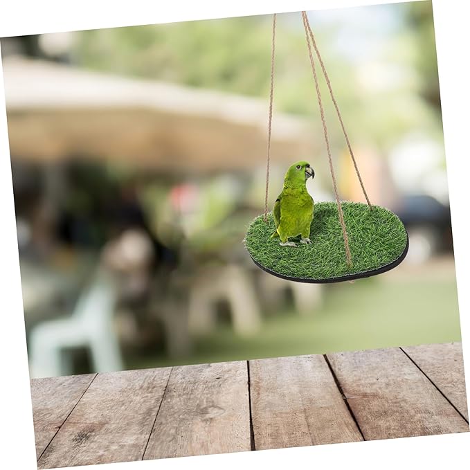 LIOOBO Artificial Grass Bird Hammock Indoor Outdoor Swing Platform for Parrots Reptiles and Lizards Climbing Net Accessory Suitable for Bird Cages and Gecko Habitats