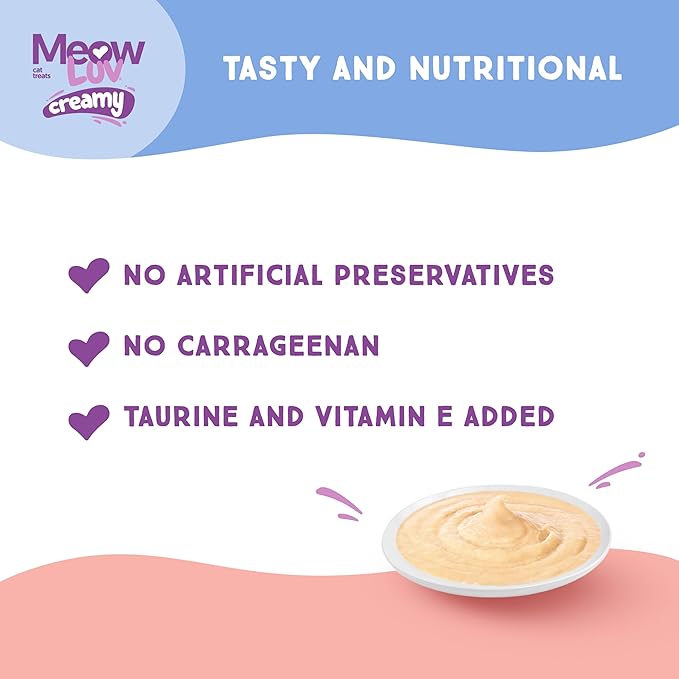 Ultra Chewy Meow Luv Lickable Cat Treats - Salmon Flavor Squeeze Tubes - Carrageenan Free, No Artificial Preservatives -Prebiotic Fiber, L-Taurine & Milk Thistle - 0.5 oz Tubes, Pack of 10