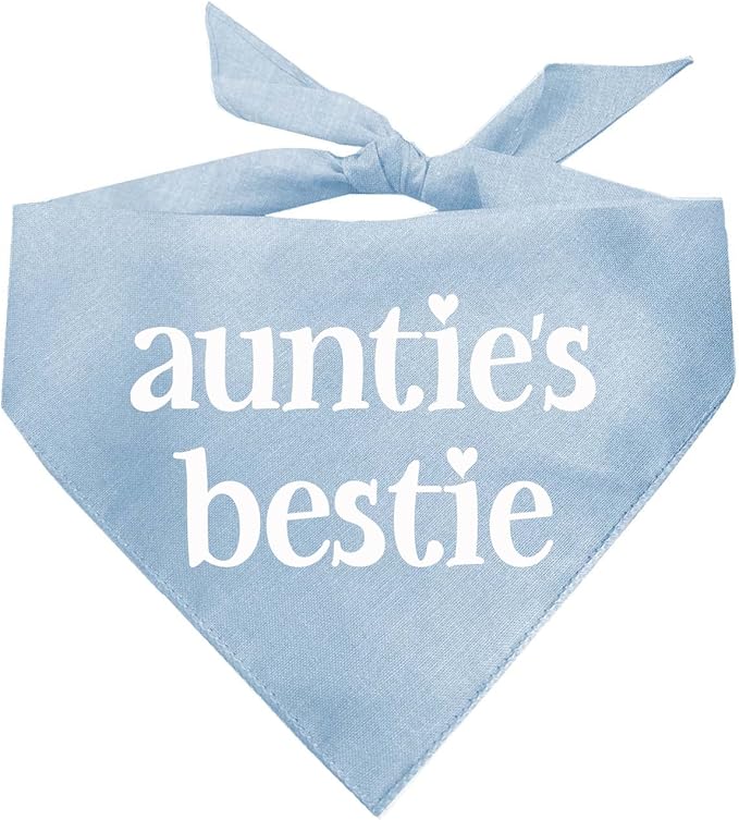 Auntie's Bestie Aunt, Valentine's Day, Mother's Day Dog Bandana (Baby Blue, OS 401)