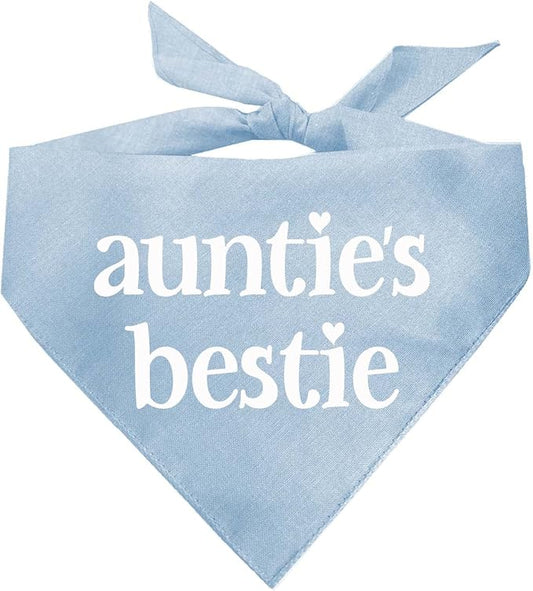 Auntie's Bestie Aunt, Valentine's Day, Mother's Day Dog Bandana (Baby Blue, XS 401)