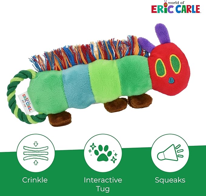 Multipet Eric Carle Very Hungry Caterpillar Rope Tug 9" Dog Toy