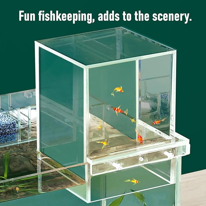 Fabater Negative Pressure Fishtank, Transparent PMMA Fish Tanks, Vacuum Suspended Fish Elevator Aquarium Decoration, Auto Refill Water Level Maintenance for Aquatic Pets
