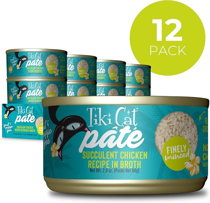 Tiki Cat Luau Pâté Wet Cat Food, Chicken, 2.8 oz. Cans (12 Count)