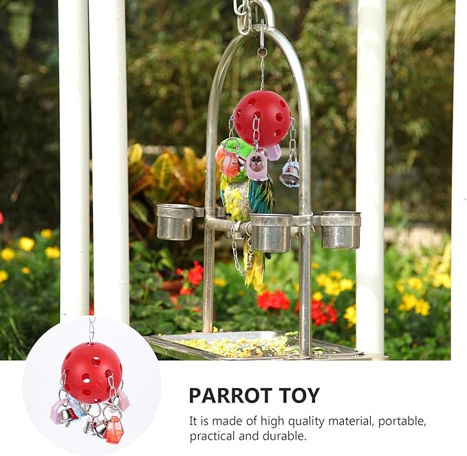 Colorful Parrot Bell Ball Hanging for Bird Cage Chewable Climbing with Ringing Bells Stress Relief and Entertainment for Pet Birds Suitable for Parakeets and Parrots