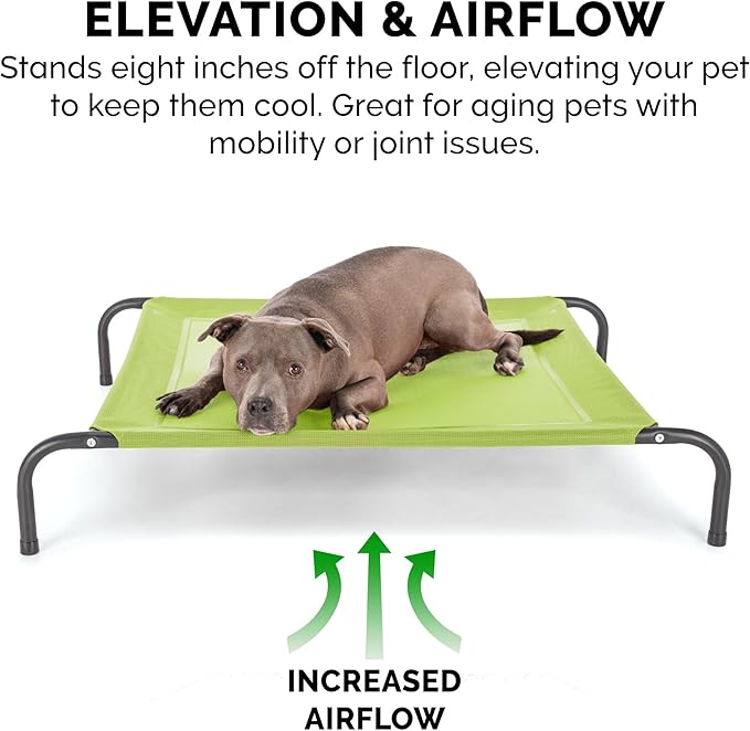 Furhaven Elevated Pet Cots - Cooling & Breathable Nylon Mesh Hammock for Small Dogs & Cats/Easy-to-Assemble/Durable and Reinforced/Perfect for Rest & Relaxation Outdoors - Gecko Green, Small