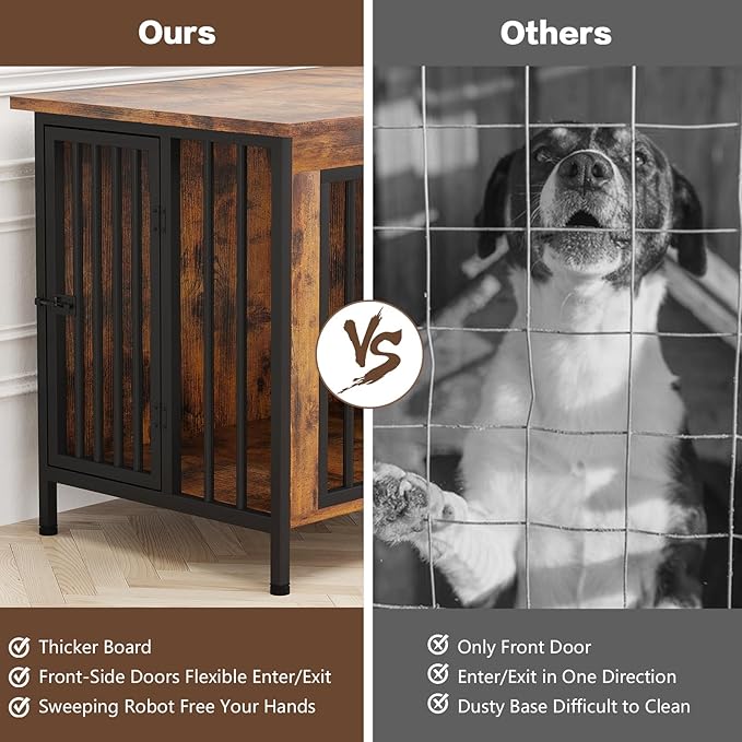 EasyCom Dog Crate Furniture for 1 or 2 Dogs, Heavy Duty Single/Double Dog Crates for Small/Medium/Large Dogs, Dog Kennel Furniture Indoor as TV Stand, Medium Size 31.5" L(20-35 Pounds), Brown