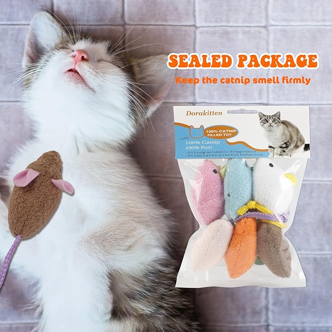 Interactive Cat Toy Set - 6 Pcs Plush Catnip Toys, Cute and Realistic Design for Engaging Pet Play
