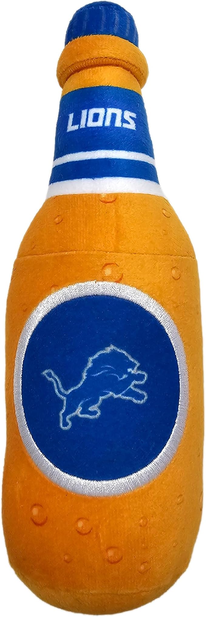 NFL Detroit Lions Beer Bottle Plush Dog & CAT Squeak Toy - Cutest Stadium SODA Bottle Snack Plush Toy for Dogs & Cats with Inner Squeaker & Beautiful Football Team Name/Logo