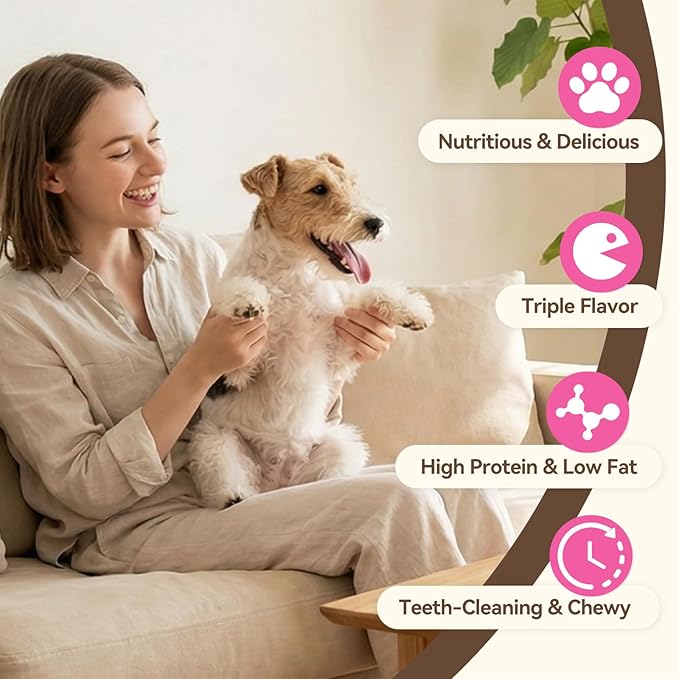 Dog Chew Treats, Long-Lasting Rawhide Sticks with Chicken, Duck & Chicken Liver, High-Protein Beefhide Chews for Small, Medium & Large Dogs, 5 Inch, 30 Count, 21.16 oz