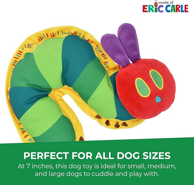 Multipet Eric Carle Very Hungry Caterpillar Crinkle Flattie 7" Dog Toy