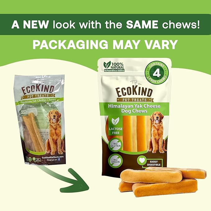Ecokind Himalayan Chews, Healthy Treats, Odorless, Rawhide Free, Long Lasting Dog Bones for Aggressive Chewers, Indoors & Outdoor Use, Made in The Himalayas, Large (Pack of 20).