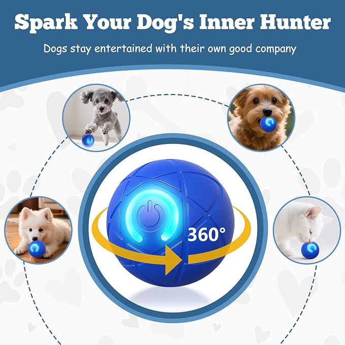 2 PCS Interactive Dog Ball, [2026 Newly Upgraded] Automatic Moving & Bouncing Dog Toy to Keep Them Busy,Pet Vibrating Ball for Dogs/Cats, Durable Pet Balls for Small&Medium Dogs(Blue & Orange)