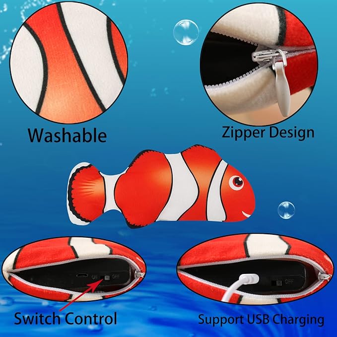 VAIZIQ Flopping Fish Electric Moving Dog Fish Toy，Realistic Flopping Fish Rocking Dog Toy，Interactive Pet Toys for Dog Exercise，Small and Medium Dog Floppy Fish Animal Toy