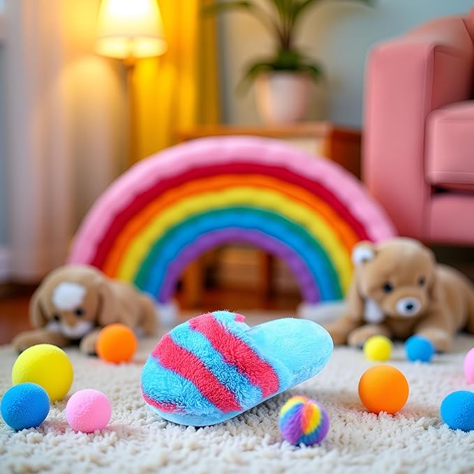 BWESOO Rose Red Blue Cute Pet Puppy Dog Cat Slipper Shape Plush Slipper Sound Chew Toys Dog Squeak Plush Toys Shape Tooth Cleaning Chew Play