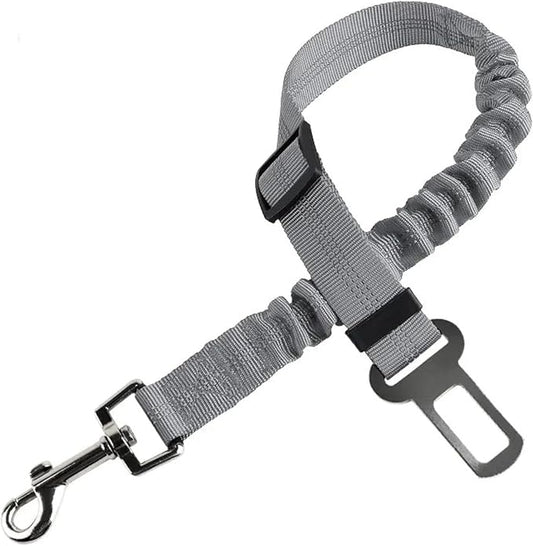 PETSPLAZA Dog Seat Belt, Retractable Dog Car Harness Adjustable Dog Seat Belt for Vehicle Nylon Pet Safety Seat Belts Heavy Duty & Elastic (Gray)