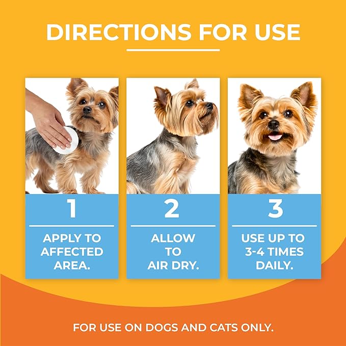 Paw Science 3% Chlorhexidine Wipes for Dogs and Cats - Cleansing Antiseptic, Antibacterial, Antifungal Wipes with Aloe for Skin Infections, Itchy Yeast Paws, Cat Acne