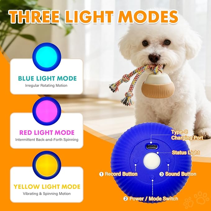Interactive Cat Toy, 360° Rotating Automatic Moving cat Toys, Voice Recordable Auto Rolling Pet Toy with LED Sound & Music, Rechargeable Interactive Cat Toys for Indoor Cats & Small Dogs (Green)