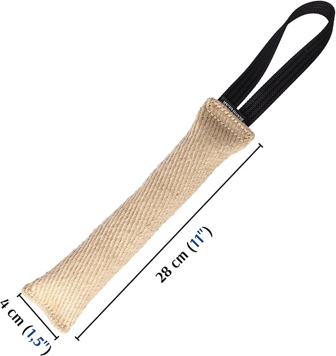 Dingo Gear, Natural Jute tug Toy for Dog Training Agility tug of war, Bumper Toy Dog bite, 1 Handle 1.5x11 S00144