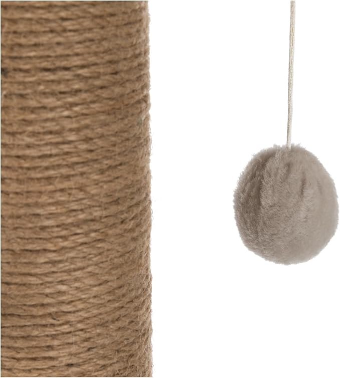 Trixie Valencia Scratching Post – Cat Tower with Sisal Posts, Condo & Dangling Toy – Compact Cat Furniture for Indoor Cats – Gray, 17.3" x 13" x 28"