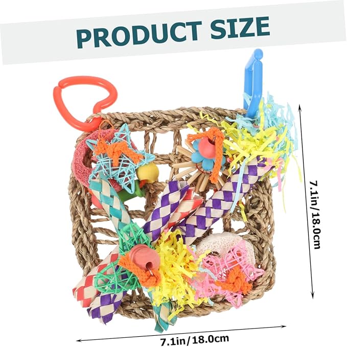 Bird Foraging Wall Edible Seagrass Woven Climbing Hammock Mat for Parrots Parakeets Macaws Safe Chewing and Shredding for Birdcages