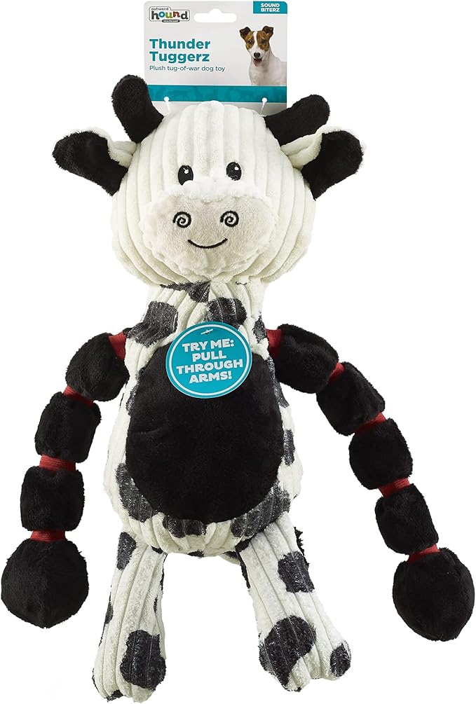 Charming Pet Thunda Tugga Cow Plush & Squeaky Dog Tug Toy (Pack of 2)