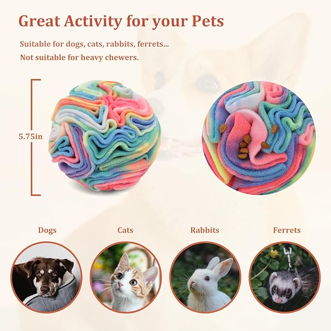 Ablechien Snuffle Ball for Dogs, Puppy Treat Toy, Interactive Foraging Puzzle Ball Toy, Enrichment Toys for Large Dogs, Sniffle Interactive Treat Balls