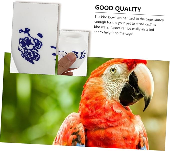 5pcs Large Round Porcelain-Style Parrot Feeding Bowls Bird Food Containers Water Cups for Bird Cage Parrot Supplies Finch Parakeet Macaw African Feeding