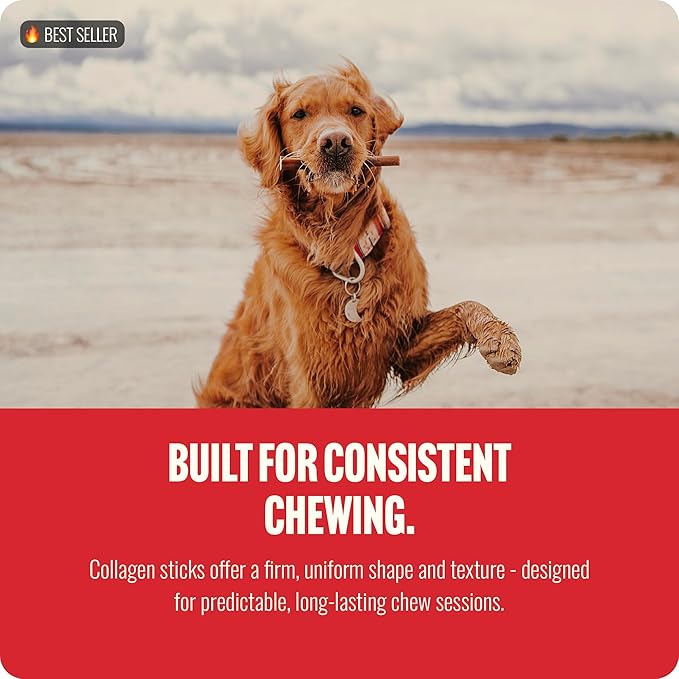 Natural Farm Peanut Butter Flavor Collagen Sticks for Dogs (12 Inch, 12 Count), Long-Lasting Beef Collagen Sticks, Rawhide Alternative Chews with Chondroitin & Glucosamine, Low-Fat Dental Treats
