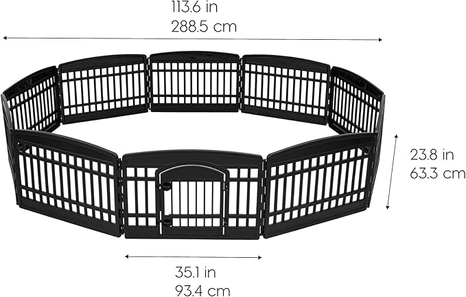 IRIS USA 24" 10-Panel Pet Dog Puppy Playpen with Door, Small, Medium, and Large Dogs, Keep Pets Secure, Easy Assembly & Storying, Customizable, Black