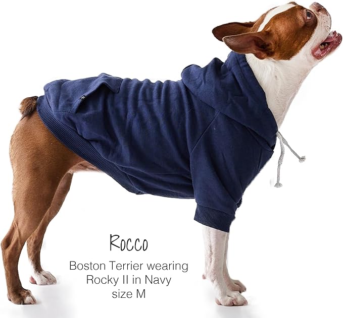 Pet Passion Rocky II - The Extra Comfy Hoodie, Organic Cotton and Recycled Poly Dog Hoodie Pet Coat Sweater for Small, Medium, Large Dogs, Navy, Medium