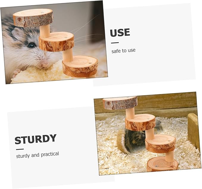 Wooden Pet Ladder Toy for Hamsters Dwarf Hamsters Safe Climbing Accessory for Bird Cages Encourages Exercise Coordination Smooth Finish Easy to Space-Saving Design