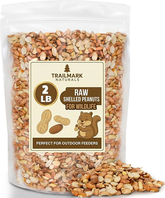 2 LB - Raw Shelled Peanuts For Squirrels, Out of Shell Peanuts For Birds and Wildlife- Squirrel Food, Wild Bird Seed - Grown in The USA