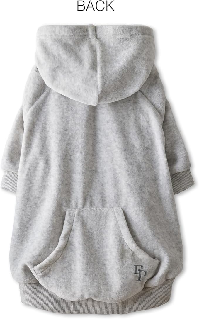 Pet Passion Cooper II Organic Cotton Velour Dog Hoodie Pet Coat for Small, Medium and Large Dogs, Light Heather Gray, XX-Small (4-7 lbs)