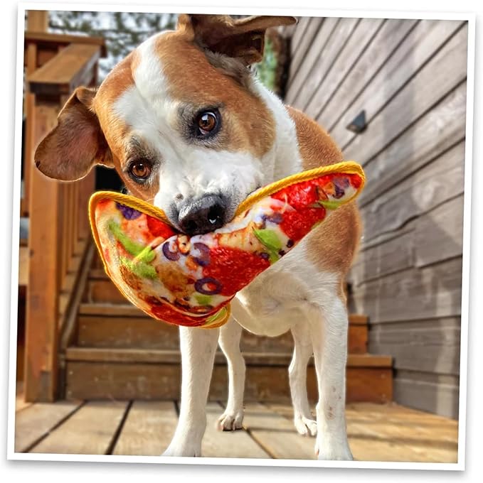 Doggijuana Cafe Combo Refillable Juananip Toy Bundle | Supreme Pizza & Pepperoni Pizza | Funny Dog Toy Plush with Catnip and Refill | Interactive Chew for Play