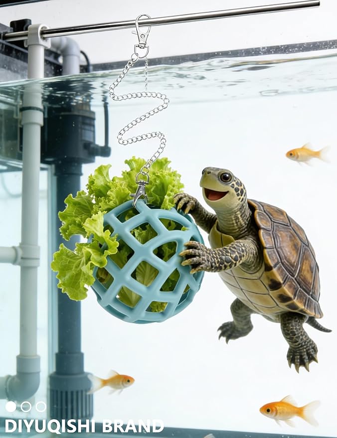 3.2 Inch Interactive Turtle Feeder Ball，Tortoise Toys & Turtle Tank Accessories，Aquatic Turtle Tank Decor for Turtle Habitat Enrichment，Toys for Turtles & Tortoise Habitat Accessories
