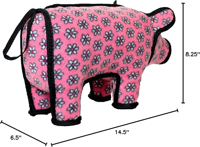 TUFFY - World's Tuffest Soft Dog Toy -Barnyard- Multiple Layers. Made Durable, Strong & Tough. Interactive Play (Tug, Toss & Fetch). Machine Washable & Floats. (Pig, Large 2 Pack)