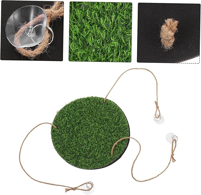 LIOOBO Artificial Grass Bird Hammock Indoor Outdoor Swing Platform for Parrots Reptiles and Lizards Climbing Net Accessory Suitable for Bird Cages and Gecko Habitats