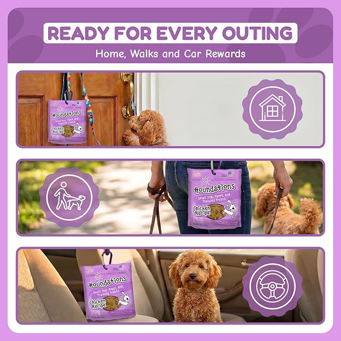 Loving Pets Houndations Chicken Dog Training Treats | All Natural | 2.6 Calories Per Treat | Grain-Free, Wheat-Free, Gluten-Free & Corn-Free | For Small Dogs & Puppies, 4 oz