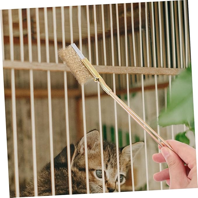 Toyvian 1set Bird Cage Brush with Handle Steel Bristles for Thorough Cleaning of Nests and Accessories and Versatile Tool for Parrots and Animal Cages