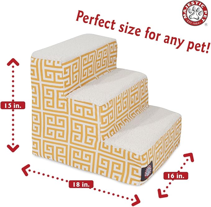 Majestic Pet 3 Step Portable Dog Stairs for Small Dogs to get on Bed Supports 250 lbs or Less – Dog Steps for High Bed with Machine Washable Cover –Pet Stairs for Cats Towers Yellow